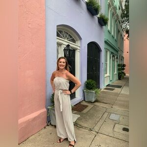 Striped Strapless Jumpsuit